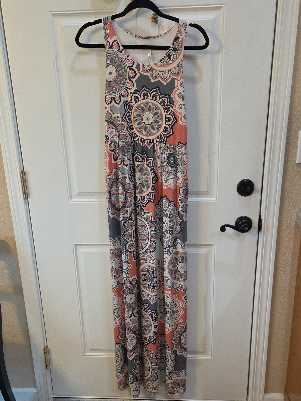 Beeson River Coral and Gray Patterned Dress
